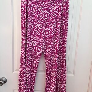 Lauren Ralph Lauren Hot Pink and White Wide Leg Pants